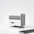 Voltage Cube mini PC desktop with brushed aluminum case and VESA mount
